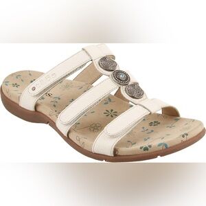 Taos Prize 3 Strap Leather Turquoise Stone Detail Velcro Comfort Sandals Size 10